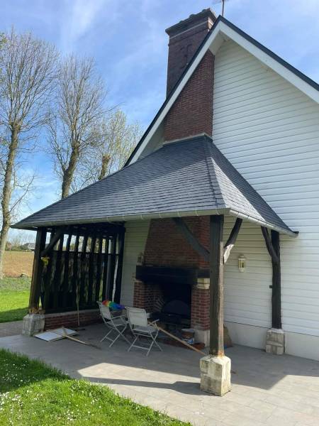 Entreprise de couverture pour la rénovation toiture ardoise d'Espagne 32 x 22 secteur SAINT-ROMAIN DE COLBOSC 76