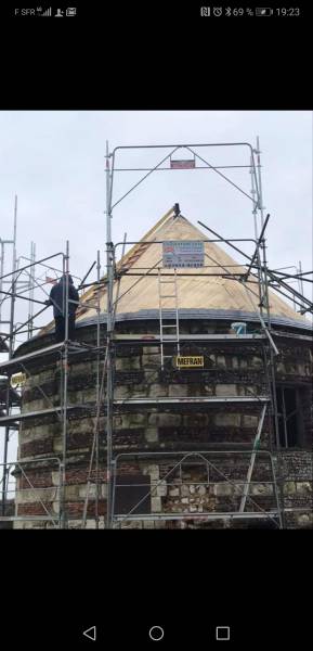 Rénovation d'une tourelle en ardoise sur le secteur Fecamp